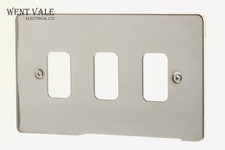 GET Ultimate Grid  GUG03GMS  3 Mod Grid Switch Front Plate + Frames Mirror Steel