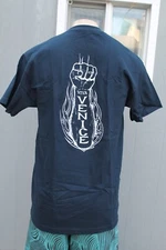Venice Breakwater Righteous Black Fist Justice Dogtown Navy Blue Large T-Shirt