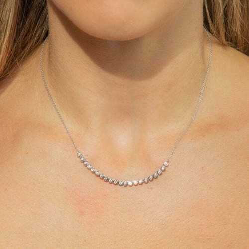 Half Tennis Necklace 14K White Gold 