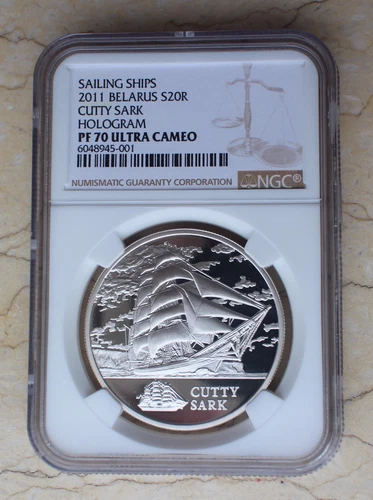 NGC PF70 UC 2011 Belarus Sailing Ships - Cutty Sark Hologram Coin