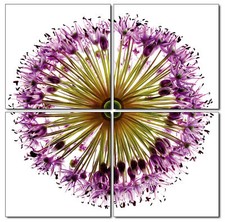 Picture Purple Flower Flower Mosaic Photo Print Fiberboard Wall Art Set 4pcs