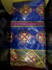 African Lace Fabric 5 yards, Violet, Gold, and Pink