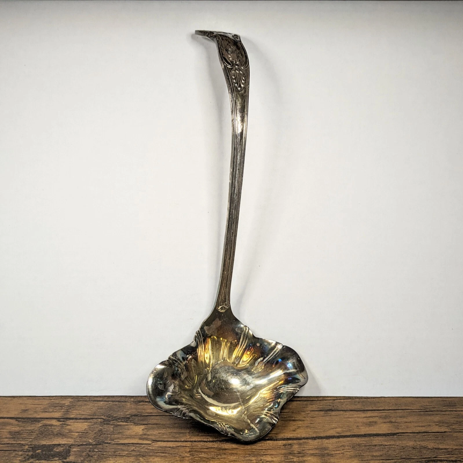 Vintage - 11½" Decorative Silver Plated Ladle, Stamped "S.G. ENGLAND EPNS A1"