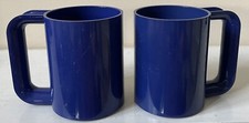 Set of 2 Vintage Navy Blue Kasen Peter Pan MCM Melamine Mug Retro Made In USA 4”