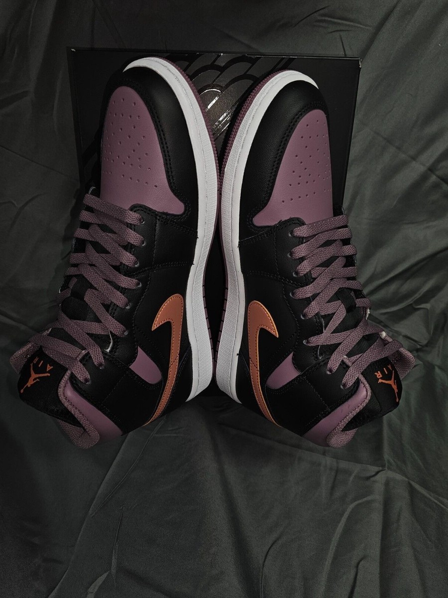 Nike Air Jordan 1 Mid Black/Sky Mauve/White/Sky J Orange Nike Air Jordan 1 Mid Black/Sky Mauve/White/Sky J Orange