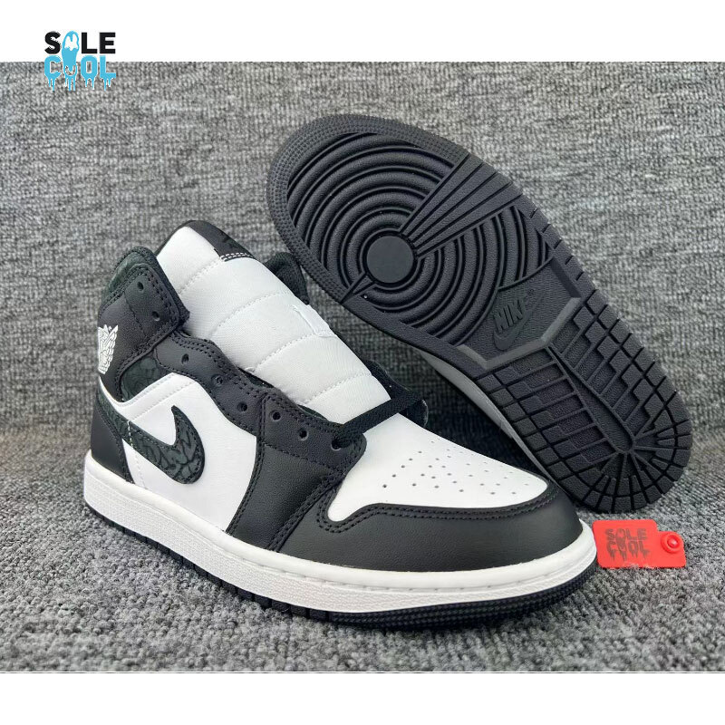 NIKE Air Jordan 1 ティール/ブラック/ホワイト Nike Air Jordan 1 AJ1 Mid White Black Elephant Shoes FB9909