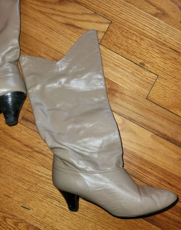 Винтажный 1970-х COBBIES ботинки бежевый низкий каблук ретро диско секретарь ботинки Sz 6 М - Изображение 3 из 4