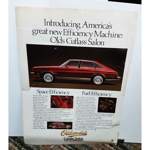 1979 Oldsmobile Cutlass Salon car Vintage Print Ad Original