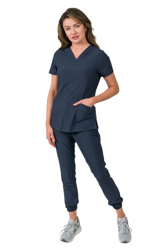 Medgear Olivia Women's 4 Pocket Top Gathered Jogger Pants Set - Picture 6 of 9