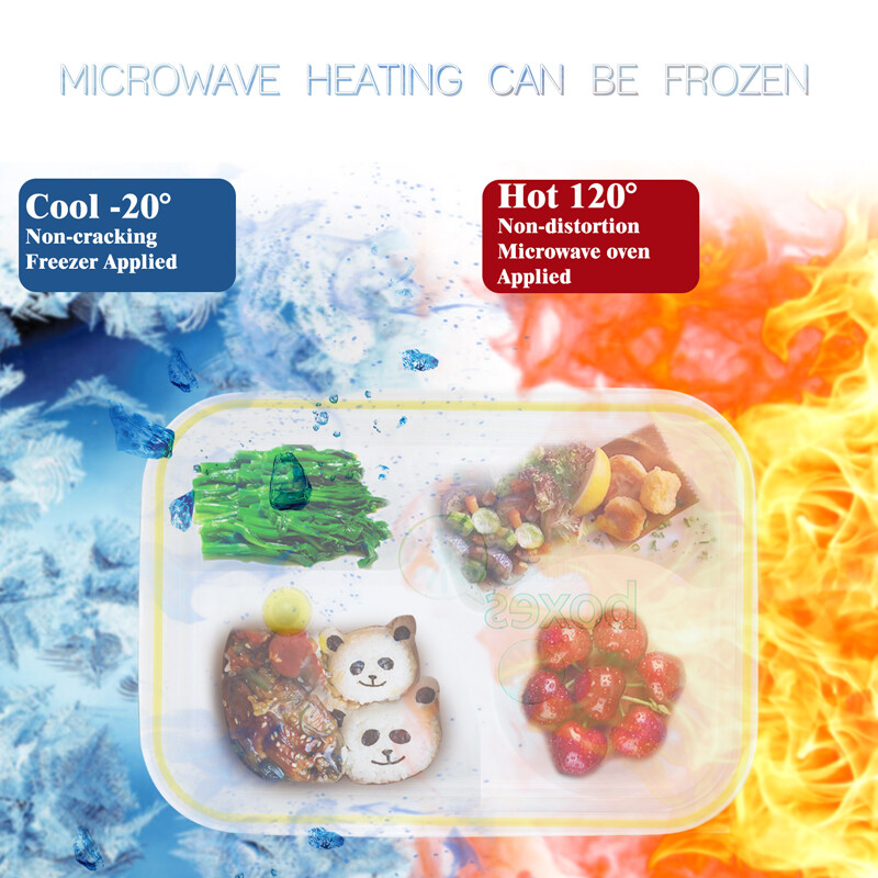 Microwave Safe Bento Box with Spoon and Bowl for Lunch Picnics