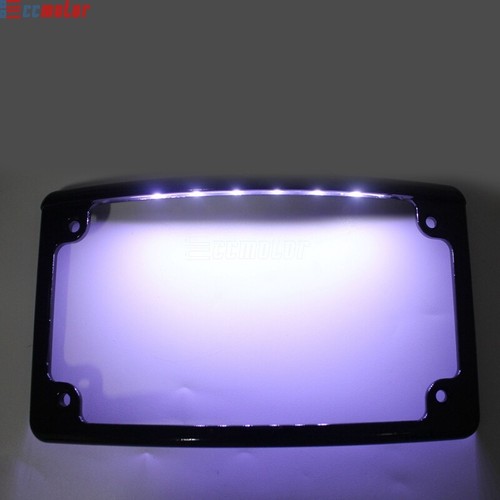 For Harley Fat Bob FXFB FXFBS Curved Relocation License Plate Mount w/ LED Frame - Picture 10 of 12