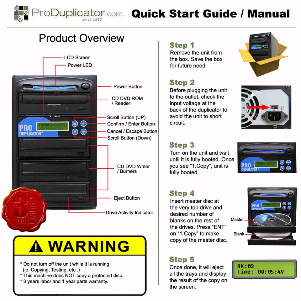 ProDuplicator 1-5 Burner Standalone Duplicator CD DVD R RW Drive Writer - Image 3 of 4