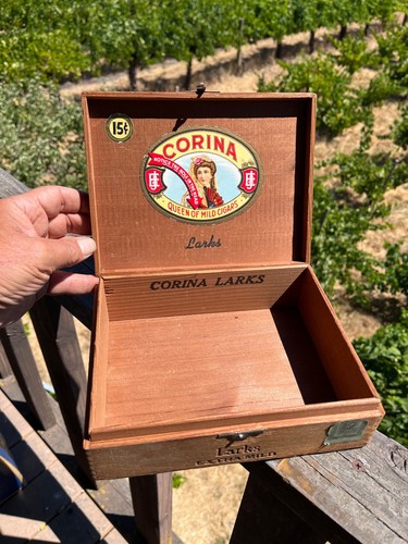 Corona Larks Wood Cigar Box Vintage