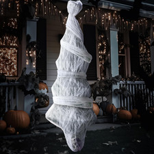 72 In Halloween Hanging Cocoon Corpse Decor, Skeleton Body Graveyard Set