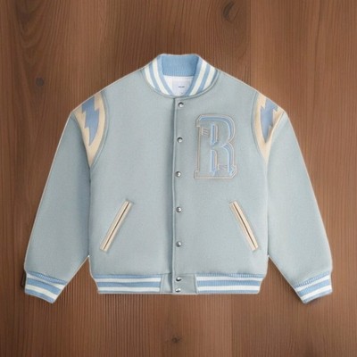 RHUDE Baby Blue/Cream GP VARSITY JACKET SIZE Medium $2805 Retail