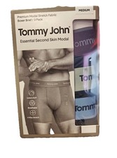 Tommy John Men's 3-Pack Luxe Modal Boxer Briefs, Medium, Green, Navy, Blue