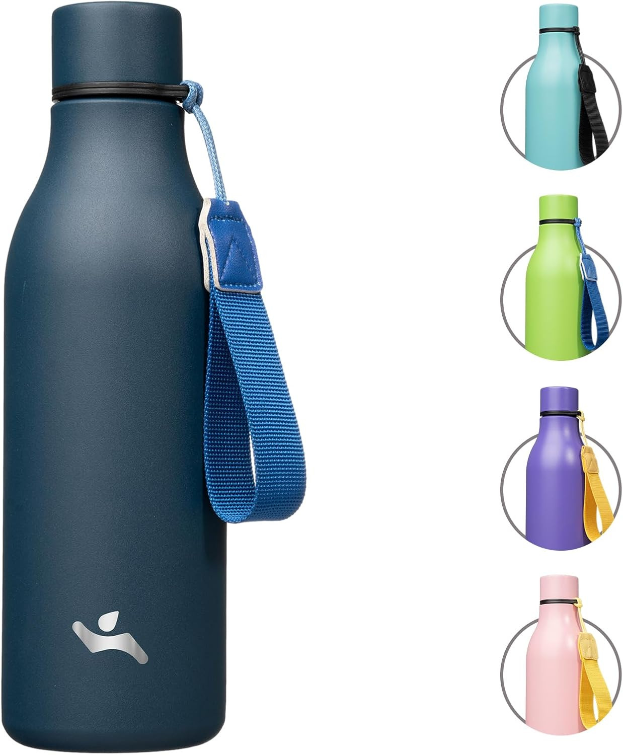 With Strap,18 Oz Double Wall Stainless Steel Vacuum Bottl