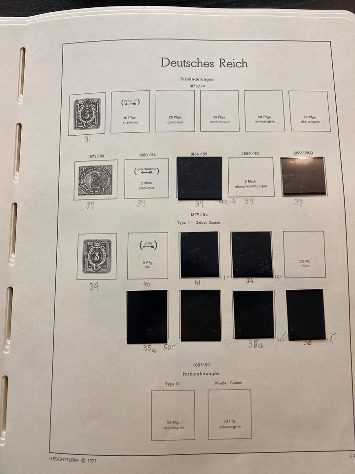 Páginas de álbum de estampillas de faro Alemania 1872-1945 (solo páginas) L-1607 Foto 4 de 4