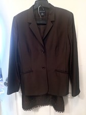 Women  s Brown Three Piece ANN TAYLOR SIZE 12 SKIRT SUIT Silk-Look Sequins