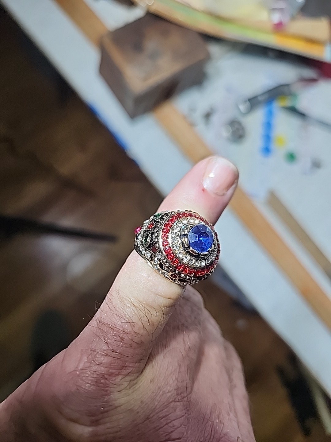 Statement Luxury Chunky Rhinestone Ring Costume J… - image 2