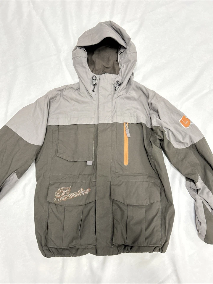 Chaqueta de Snowboard Burton Niños Mediana Gris Verde Naranja Nieve Esquí Invierno Con Capucha Foto 2 de 4