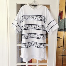 Vtg 80s 90s Christian Dior Anchor Stripe T Shirt Top Women XL Oversized Nautical