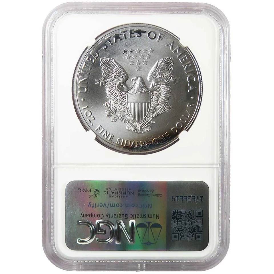 2017 $1 1-oz American Silver Eagle NGC MS69 Mint Error Obverse Strike Thru - Image 3 of 4