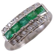 One character Ring Pt900Platinum/Emerald/diam...