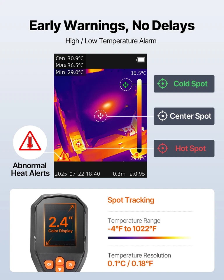 VEVOR Caméra Thermique Imageur Thermique Portable Résolution TISR 240x180 pixels - Photo 4/4