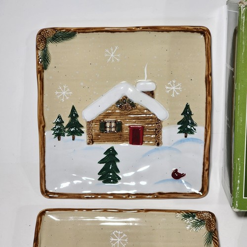 4 New St. Nicholas Square Appetizer Plates In Open Box Heartland 6.5" Christmas - Picture 4 of 9