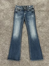 Miss Me Girls 14 Boot Cut Jeans Sequin Embellished Bling Flap Pockets Stretch