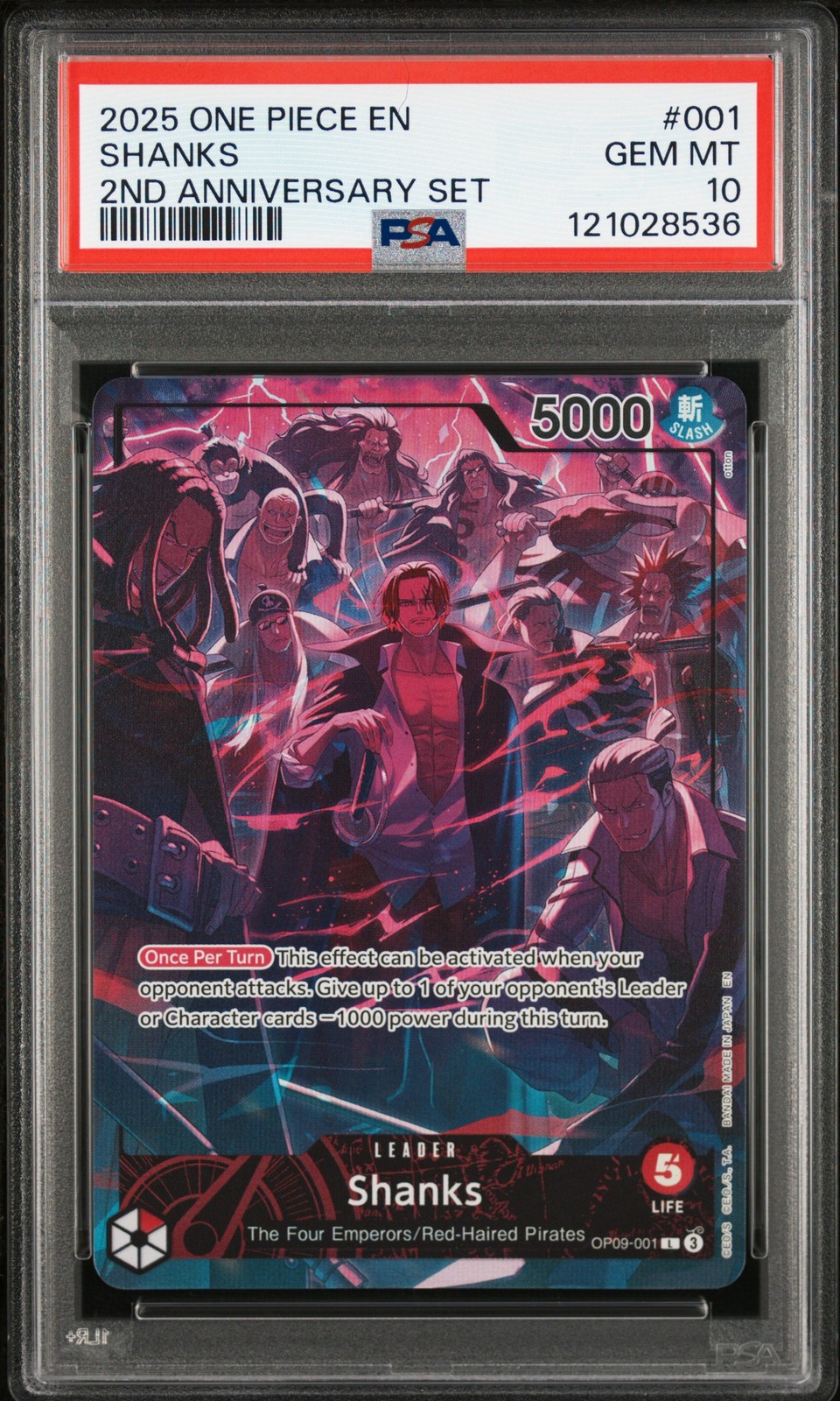 2025 ONE PIECE 2ND ANNIVERSARY ENGLISH SET #OP09-001 SHANKS PSA 10