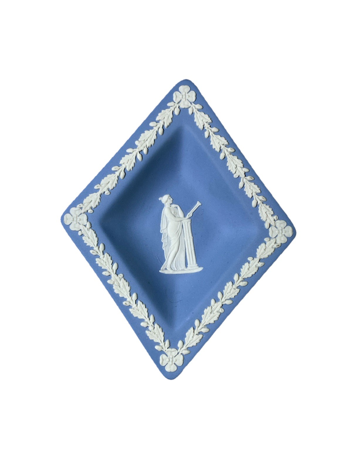 Wedgwood Jasperware Blue Diamond Shaped Dish Made In England Vintage Nice!