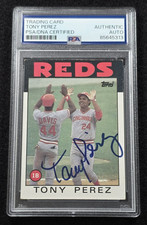 1986 TONY PEREZ Signed Topps Baseball Card-HOF-CINCINNATI REDS-RED SOX-PSA