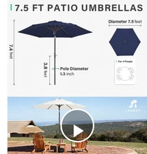 NEW! 7.5FT PATIO UMBRELLA/TABLE UMBRELLA PUSH BUTTON, TILT CRANK