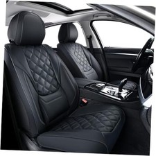 Car Seat Covers, Luxury Leather Seat Cover for Cars Seat Covers, Front Black-B