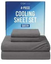 Cooling Sheets Set Queen Size - 4 Piece Summer Bed Sheets for Hot Sleepers ...