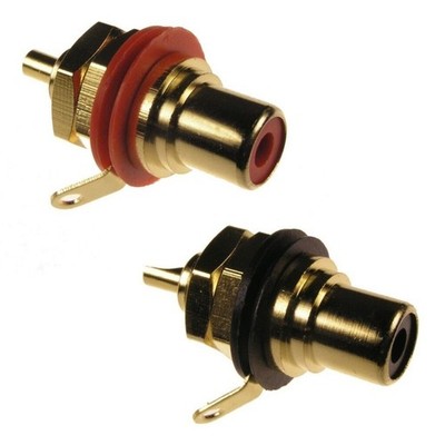 Paar NEUTRIK NYS367-0 NYS367-2 REAN Cinch-Buchse vergoldet schwarz + rot