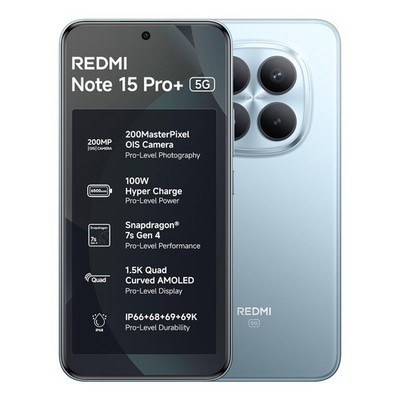 REDMI Note 15 Pro+ 5G (Mirage Blue 12GB+256GB) 200MasterPixel OIS Camera