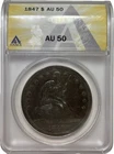 1847 Seated Liberty Dollar Almost Uncirculated ANACS AU50 Coin #27998