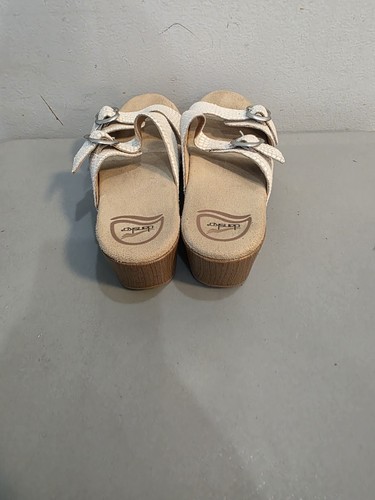 Sandalias Dansko Mujer Deslizables 7.5M Doble Cruzado con Hebillas Blanco Reptil - Imagen 3 de 5