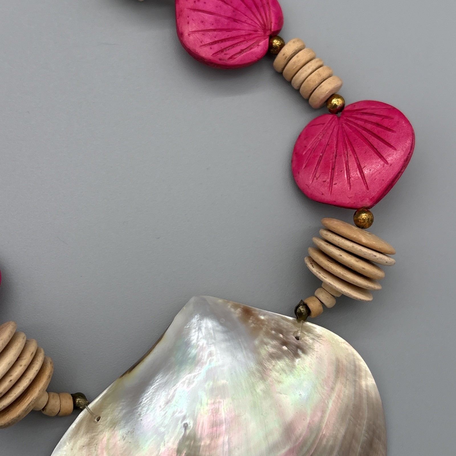 Abalone Shell Gemstone Handmade Big Statement Nec… - image 11