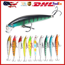10 PCS Fishing Lures Minnow Baits Crankbaits Jerkbait Set Hooks Bass Tackle