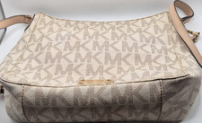 Michael Kors Beige Brown Logo Shoulder Bag Gold Hardware Designer Women