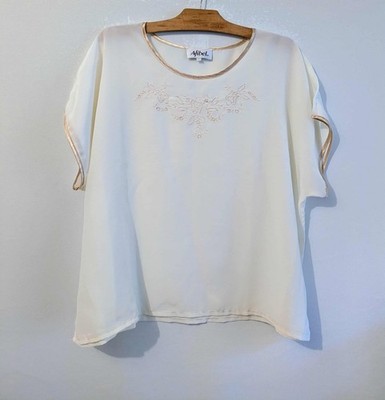 Bluse elfenbeinweiß und gold Polyester Gr.50 Afibel (2508043)