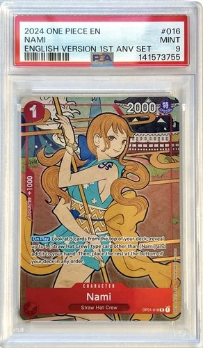 2024 ONE PIECE NAMI OP01-016 1ST ANNIVERSARY FOIL PROMO PSA 9 ENGLISH