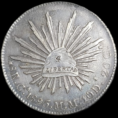Mexico Second Republic 8 Reales 1895 Ca MM Chihuahua Mint