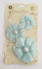 Prima Marketing Millinery Mint Green Fabric Flowers Scrapbook Embellishments