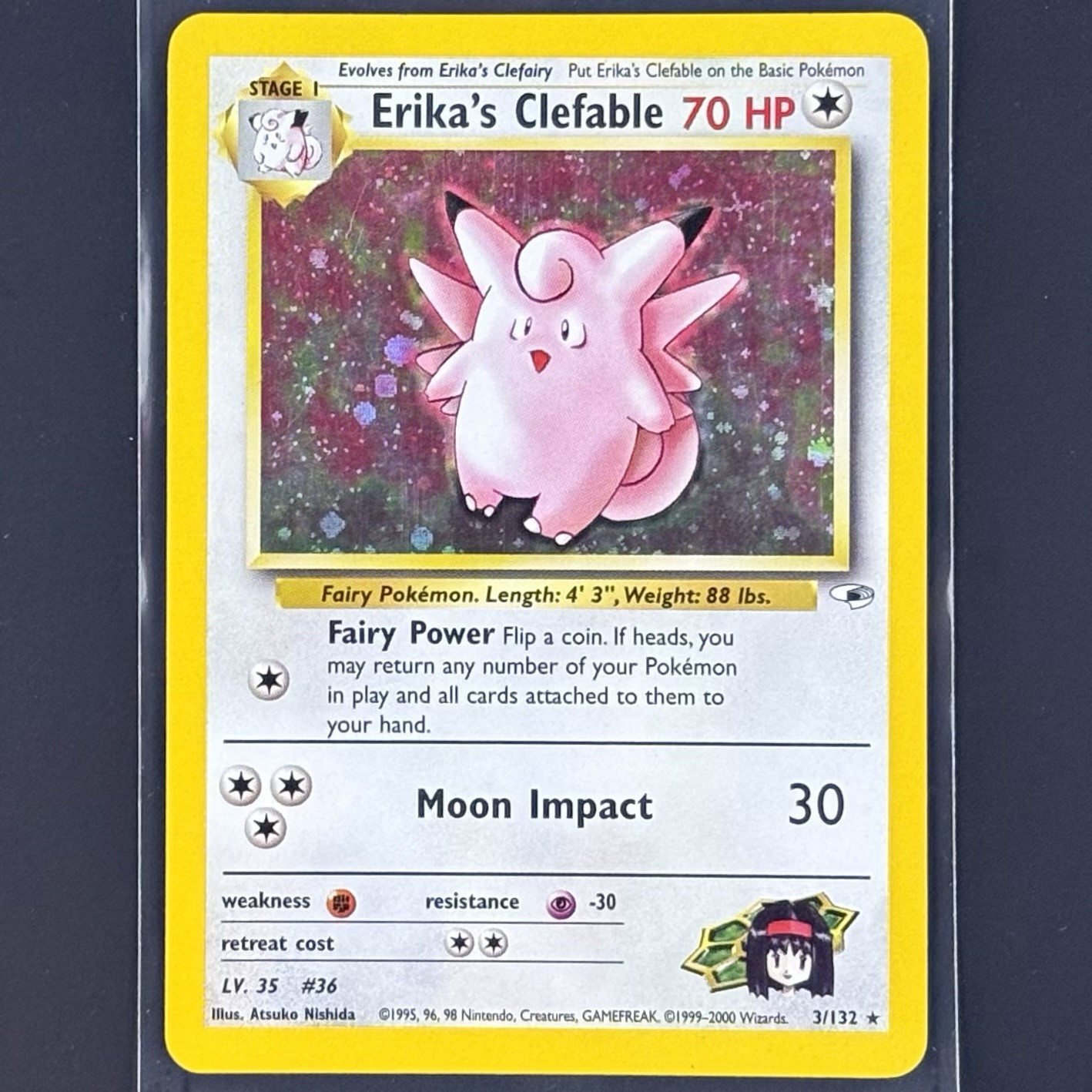 Erika’s Clefable 3/132 Gym Heroes Set Unlimited Holo Rare Pokemon Card TCG  WOTC