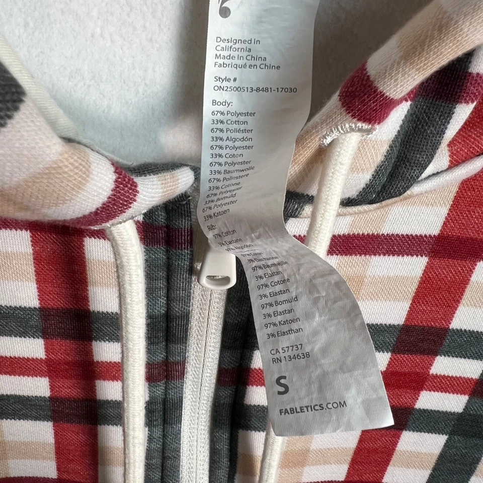 Mono pijama pequeño a cuadros con capucha Fabletics para mujer poliéster algodón rojo/negro Foto 4 de 4